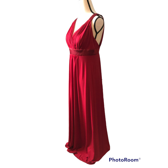 David's Bridal Red Maxi Dress, Size 10 - Picture 2 of 5